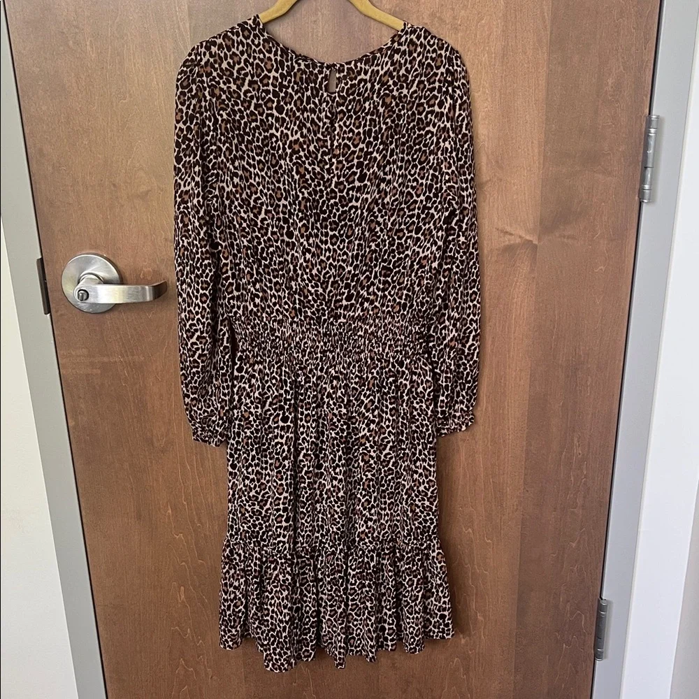 🐆 J.Crew Leopard Print Tiered Dress – Size Small 🖤 - Picture 6 of 11